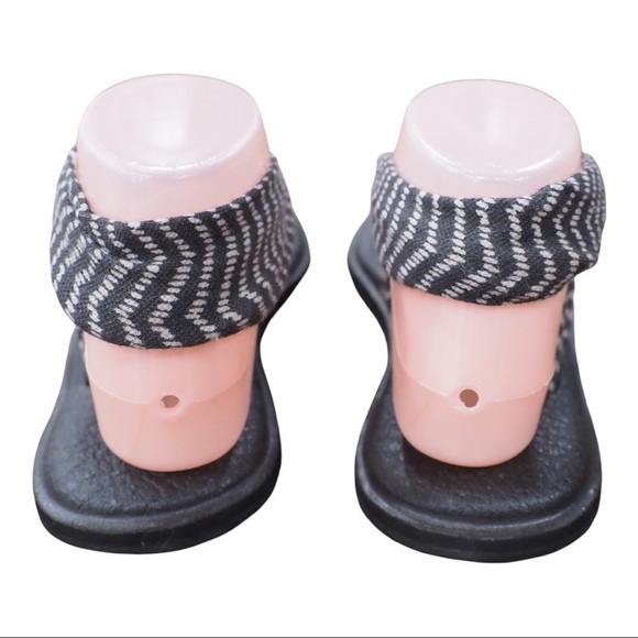 Sanuk sz 8 yoga sling sandal black white chevron - Picture 5 of 8